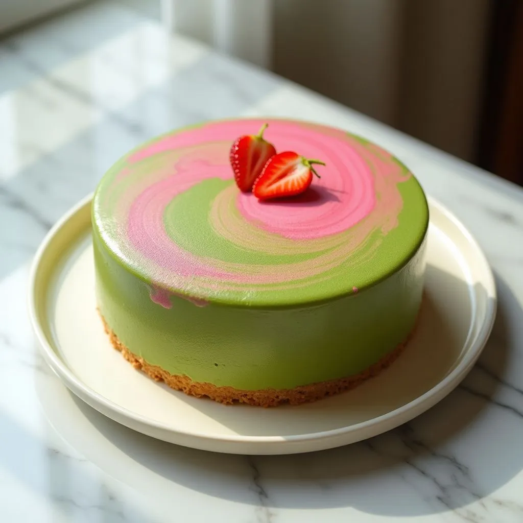 Matcha-strawberry Yogurt Cake